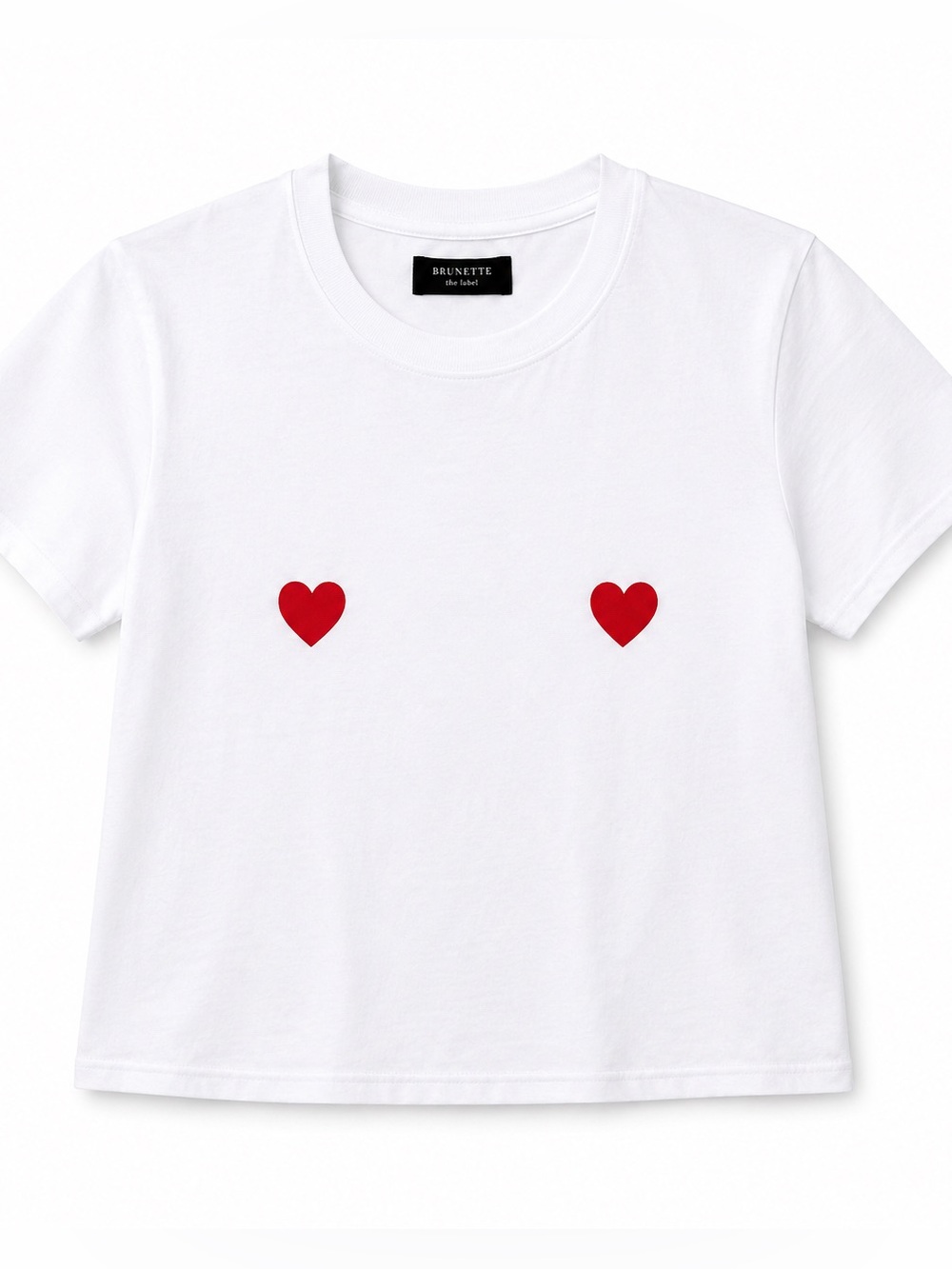 Brunette The Label Heart Graphic Tee White Cotton T-Shirt S/M